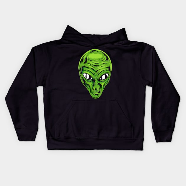 Alien Face Trick or Treat Halloween Costume Kids Hoodie by HCMGift